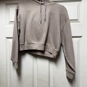 Women's Taupe Cropped Hoodie